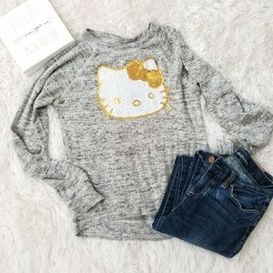 Hello Kitty Girl sweater Sz XL(14-16) gray sequin